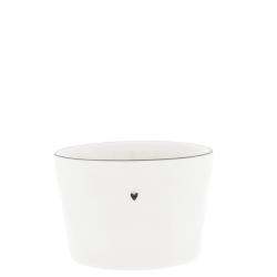 Mug White natural shape/black heart 9x6 cm 150 ml