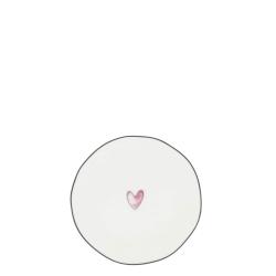 Side Plate White/ Rose Heart 13cm