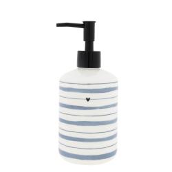 Soap DispenserWhite/Watercolour Stripes Blue18x8cm