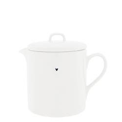 Teapot White with little heart in black