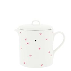 Teapot White/Rose Little Hearts