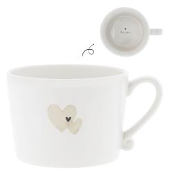 Cup White/2 hearts together 10x8x7cm