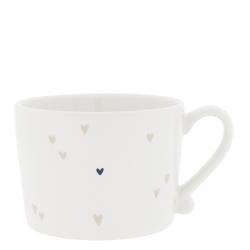Cup White/Hearts Natural 10x8x7cm