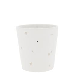 Cup White/Hearts Natural 9x9x7.5cm