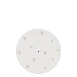 Plate Cup 15cm White/Hearts Natural